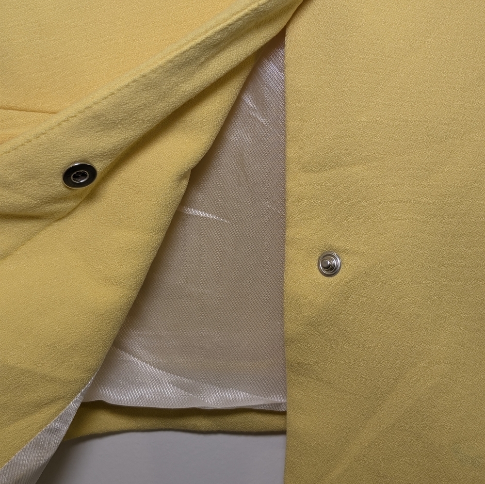 Zara Basic Yellow Collarless Jacket Size L Silver… - image 4